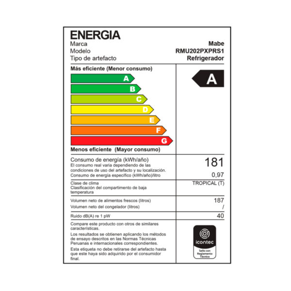 REFRIGERADORA MABE RMU202PXPRS1 - Imagen 5