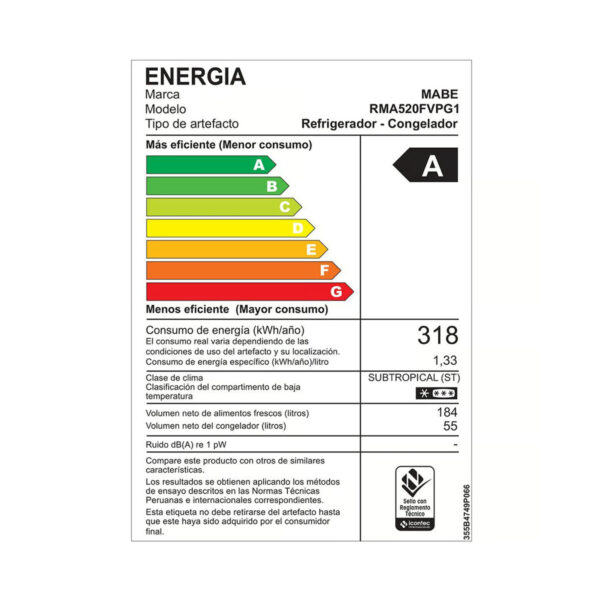 REFRIGERADORA MABE RMA520FVPG1 - Imagen 8
