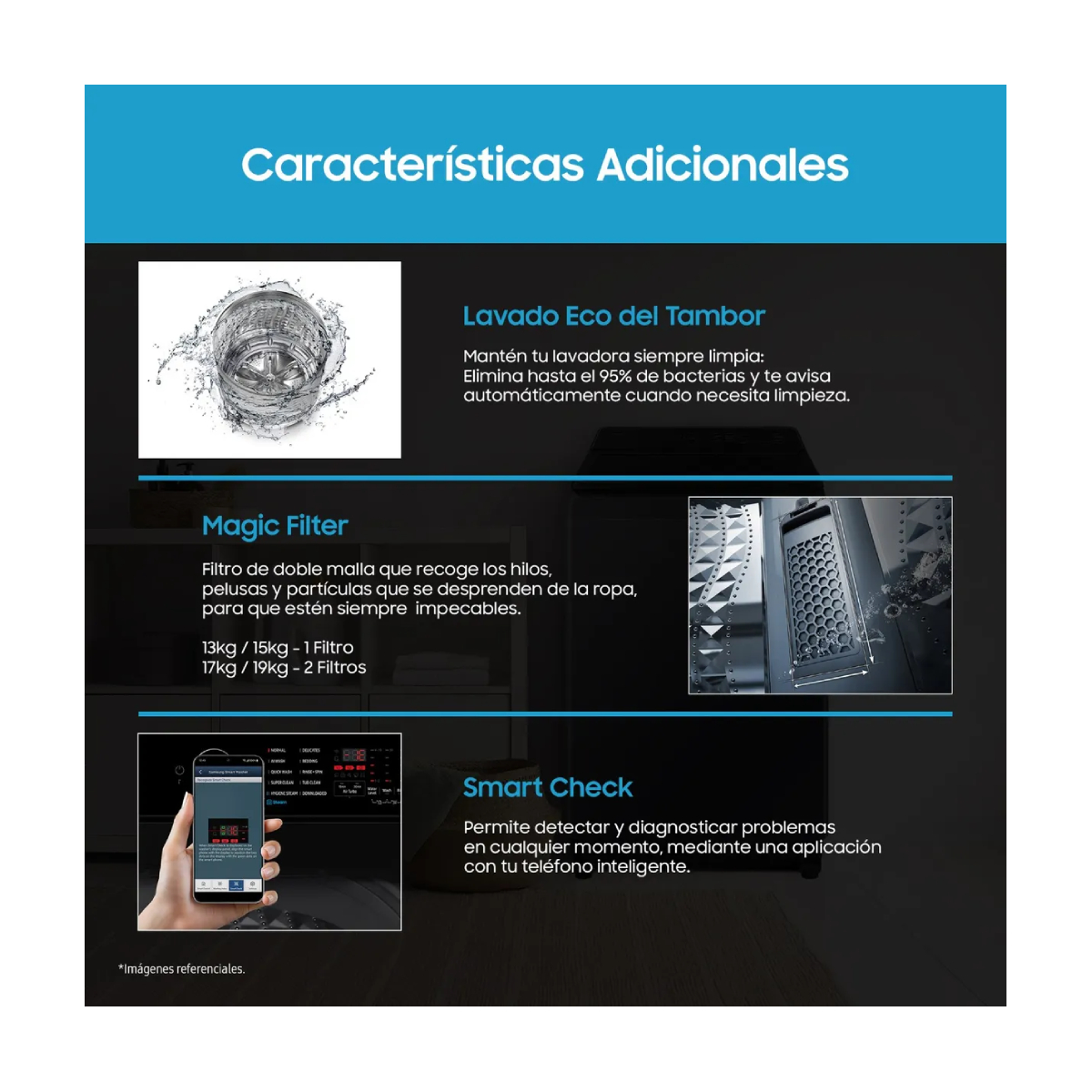 LAVADORA SAMSUNG WA40F17E7CPE - Imagen 9